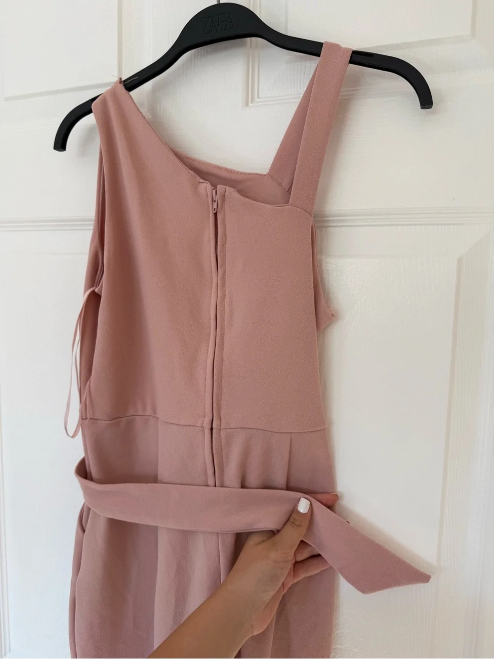 One-Shoulder Mauve Pink Jumpsuit with Waist Tie