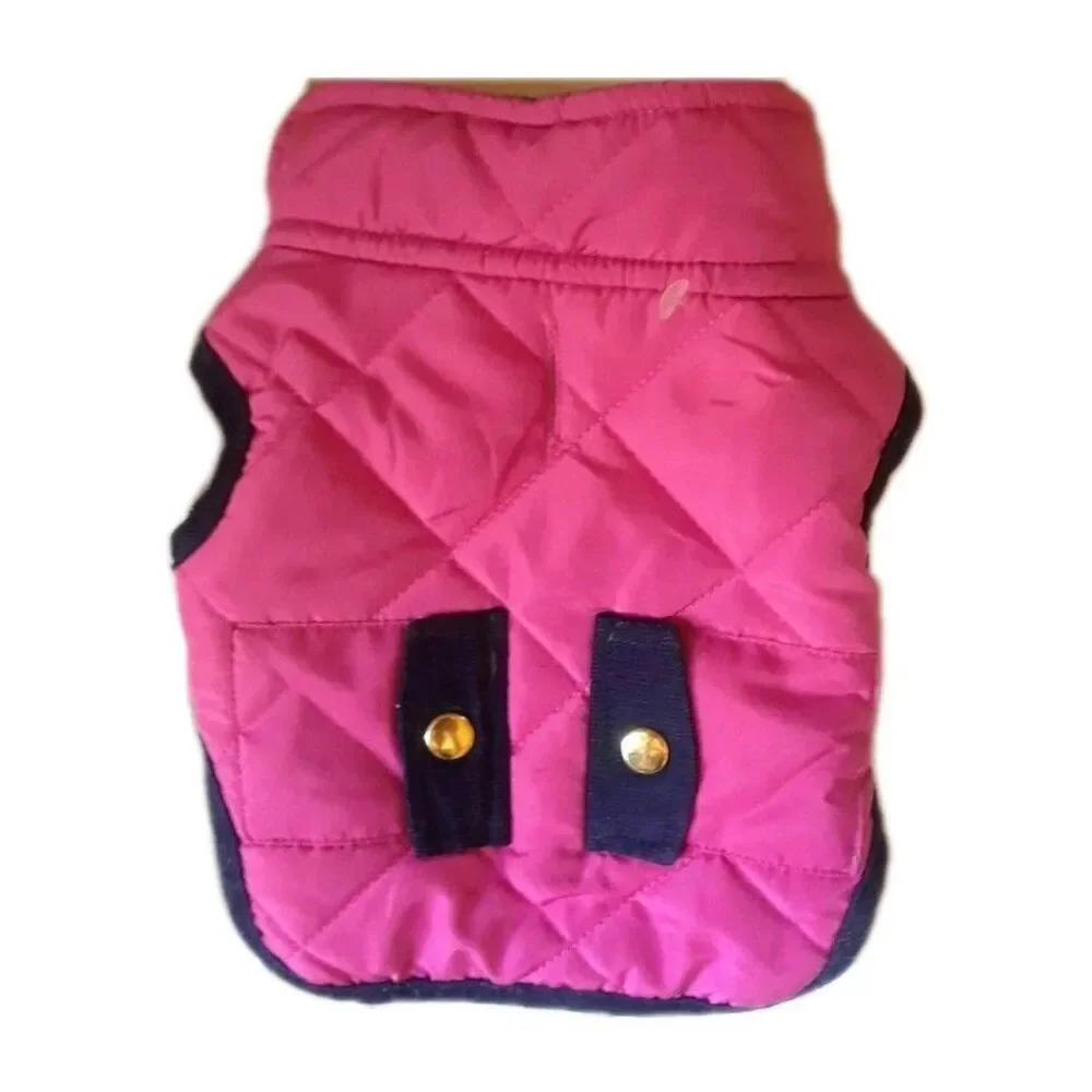 Pup Crew Quilted dog jacket, Hot    Pink with Navy trim, SIZE L, NWT