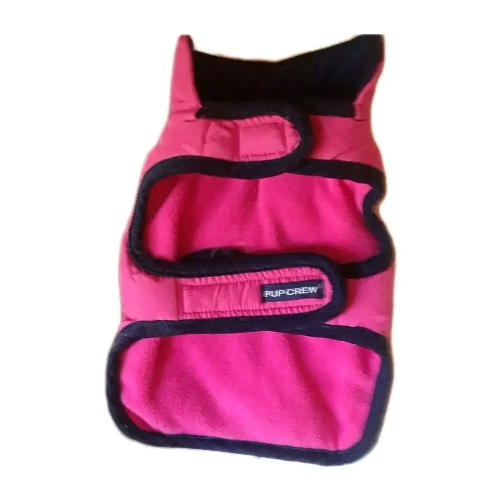 Pup Crew Quilted dog jacket, Hot    Pink with Navy trim, SIZE L, NWT