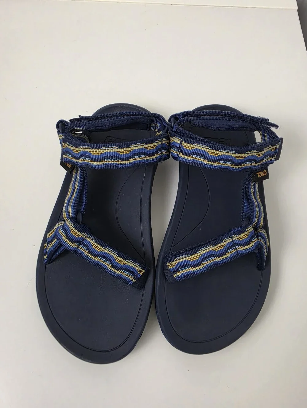 Teva Kids Navy Blue Strappy Sandals with Yellow & Light Blue Accents