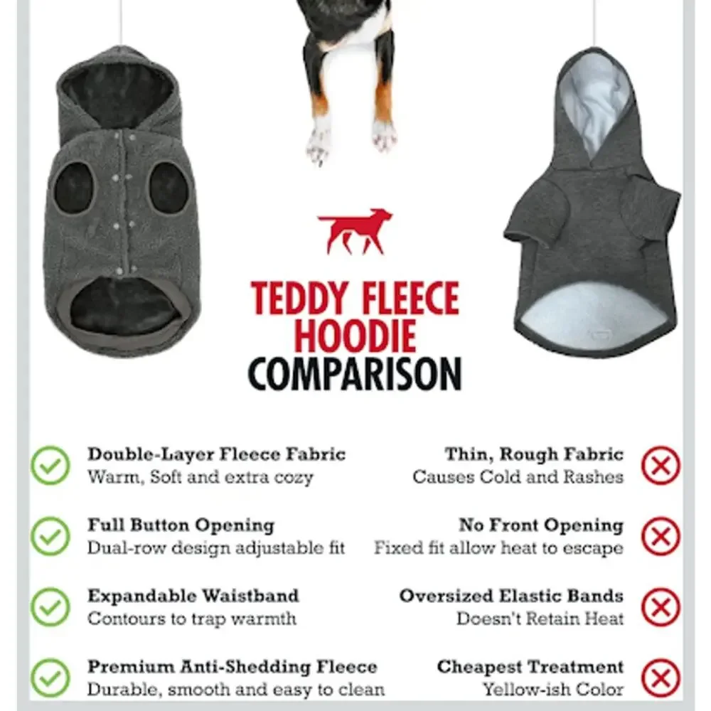 2XL Teddy Fleece Dog Hoodie Gray Warm Winter Pet Coat Jacket XXL New