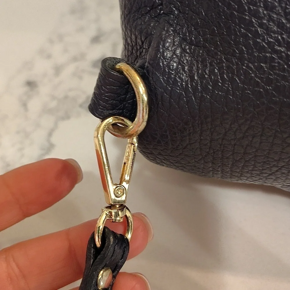 Vera Pelle Convertible Backpack Purse Bag Navy With removable Straps Italy Made