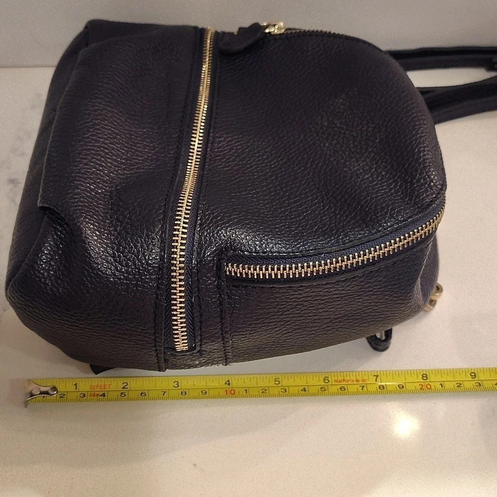 Vera Pelle Convertible Backpack Purse Bag Navy With removable Straps Italy Made