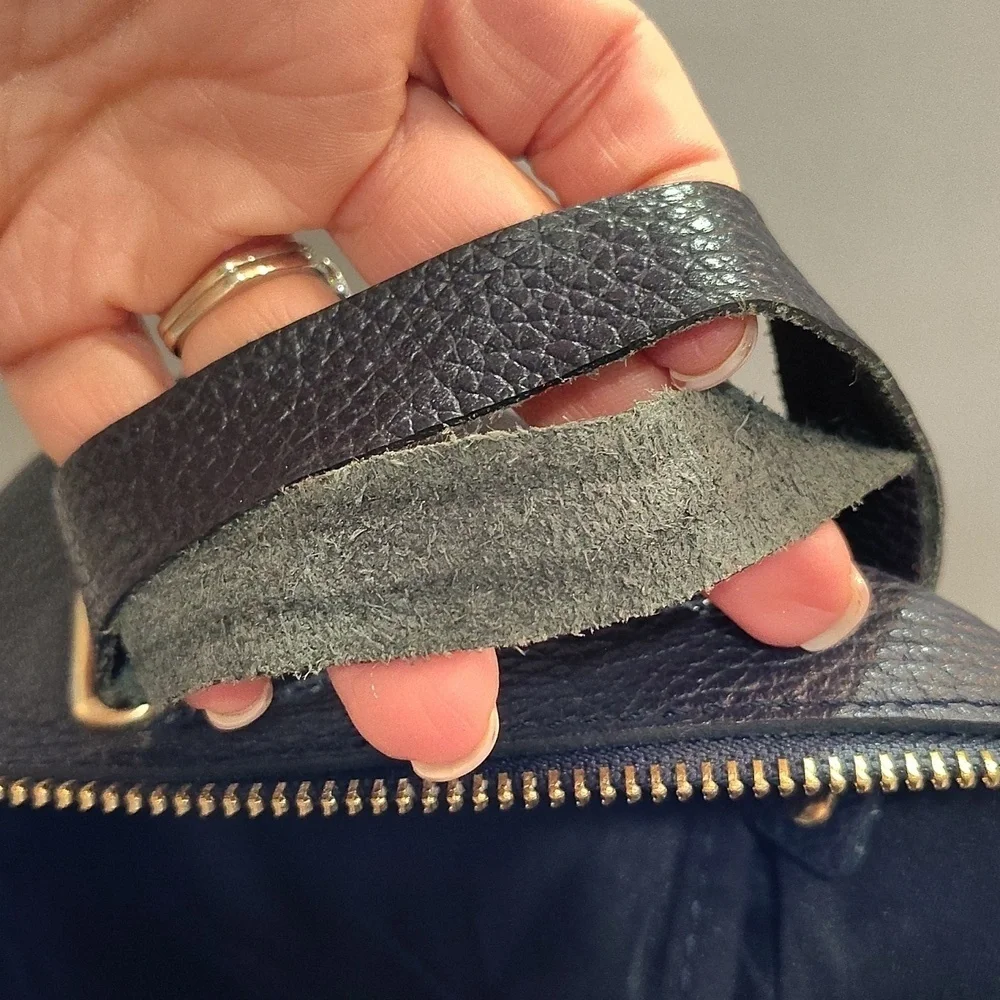 Vera Pelle Convertible Backpack Purse Bag Navy With removable Straps Italy Made