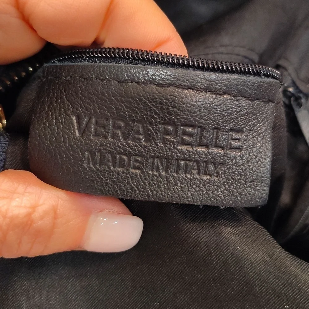 Vera Pelle Convertible Backpack Purse Bag Navy With removable Straps Italy Made