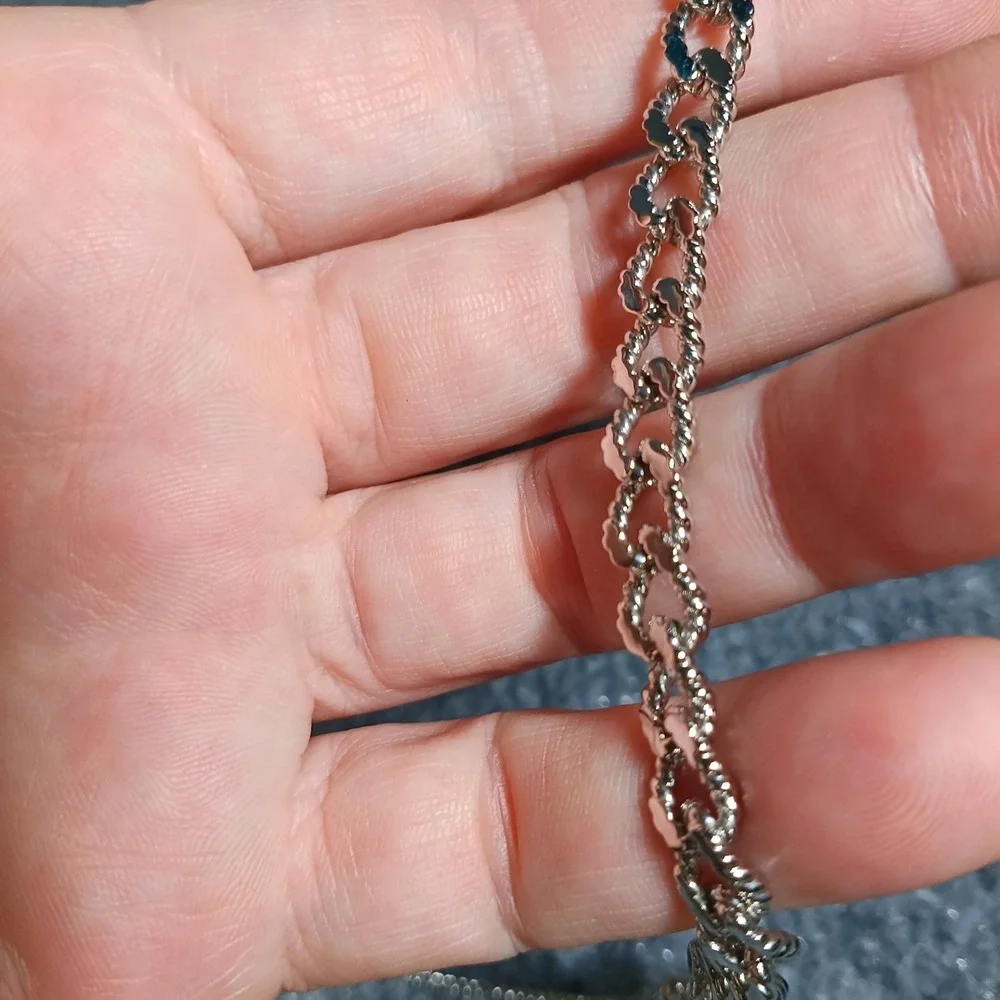 Monet Bracelet Girls Silver Tone Textured Link Girls 6 Inch Safety Chain VTG