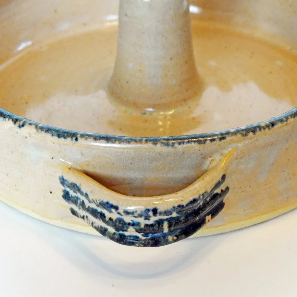 Vintage Artisan Pottery Chicken Cooker Seagrove NC Ceramics Pine cone and needle
