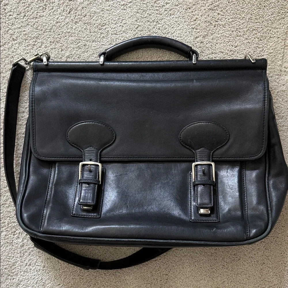 Coach Men's Black Leather Briefcase Messenger Bag