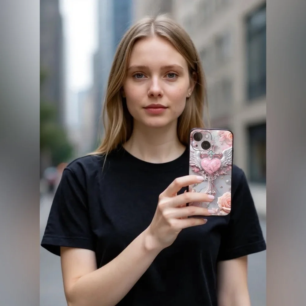 iPhone 16 Pro Max Pink Heart Phone Case