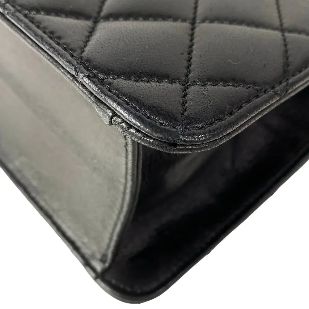 Chanel Single Flap Matelasse Shoulder Bag A03570 Black Gold Lambskin Hardware