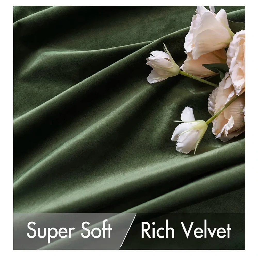 Deep Green Velvet Curtains - 52” W x 84” L