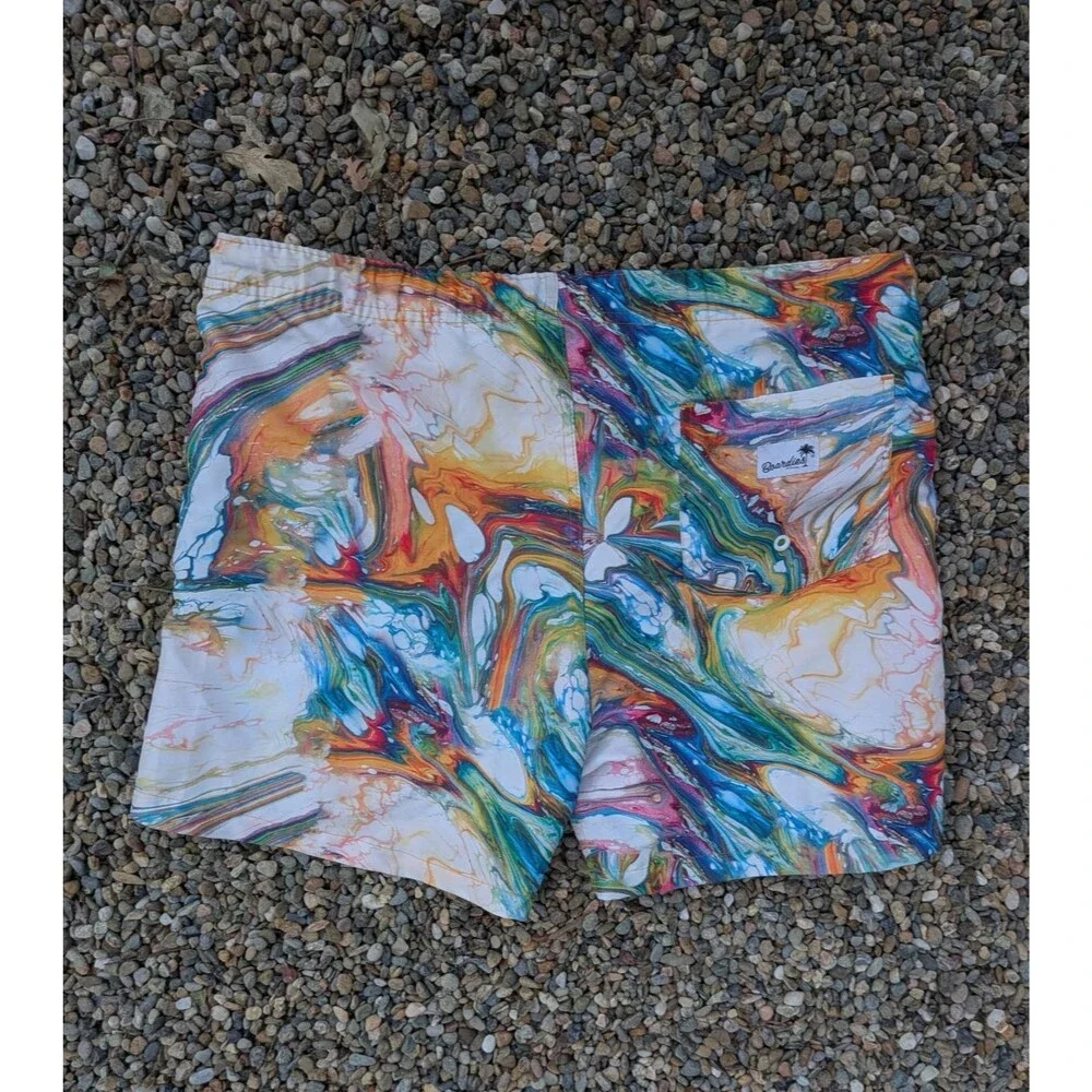 Boardies Swim Shorts Trunks Lined Medium Colorful Marble