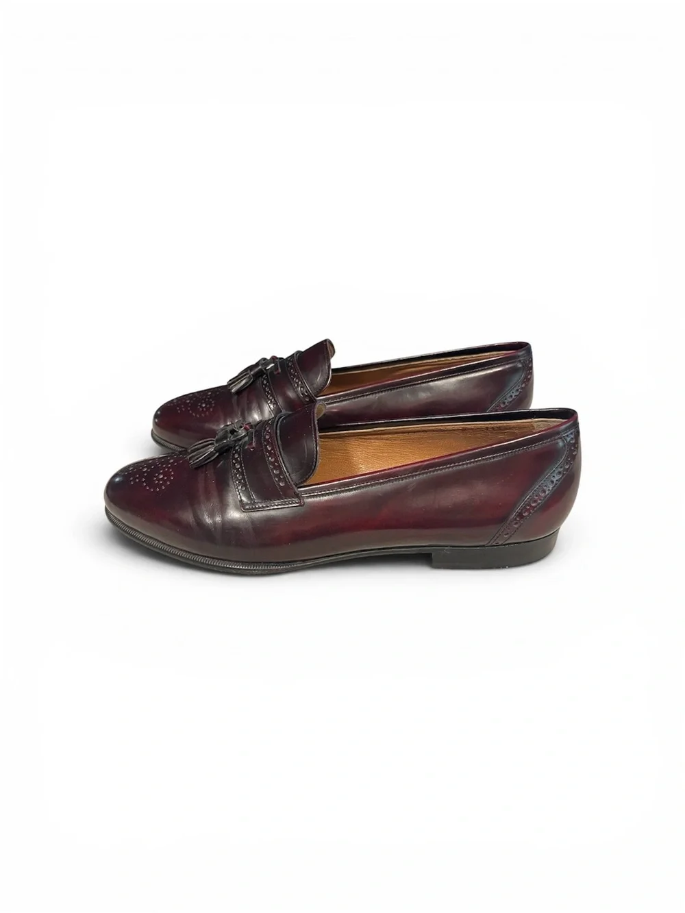 Santoni Men’s Polished Burgundy Oxblood Leather Sz 11.5 D Tassel Dress Shoes EUC
