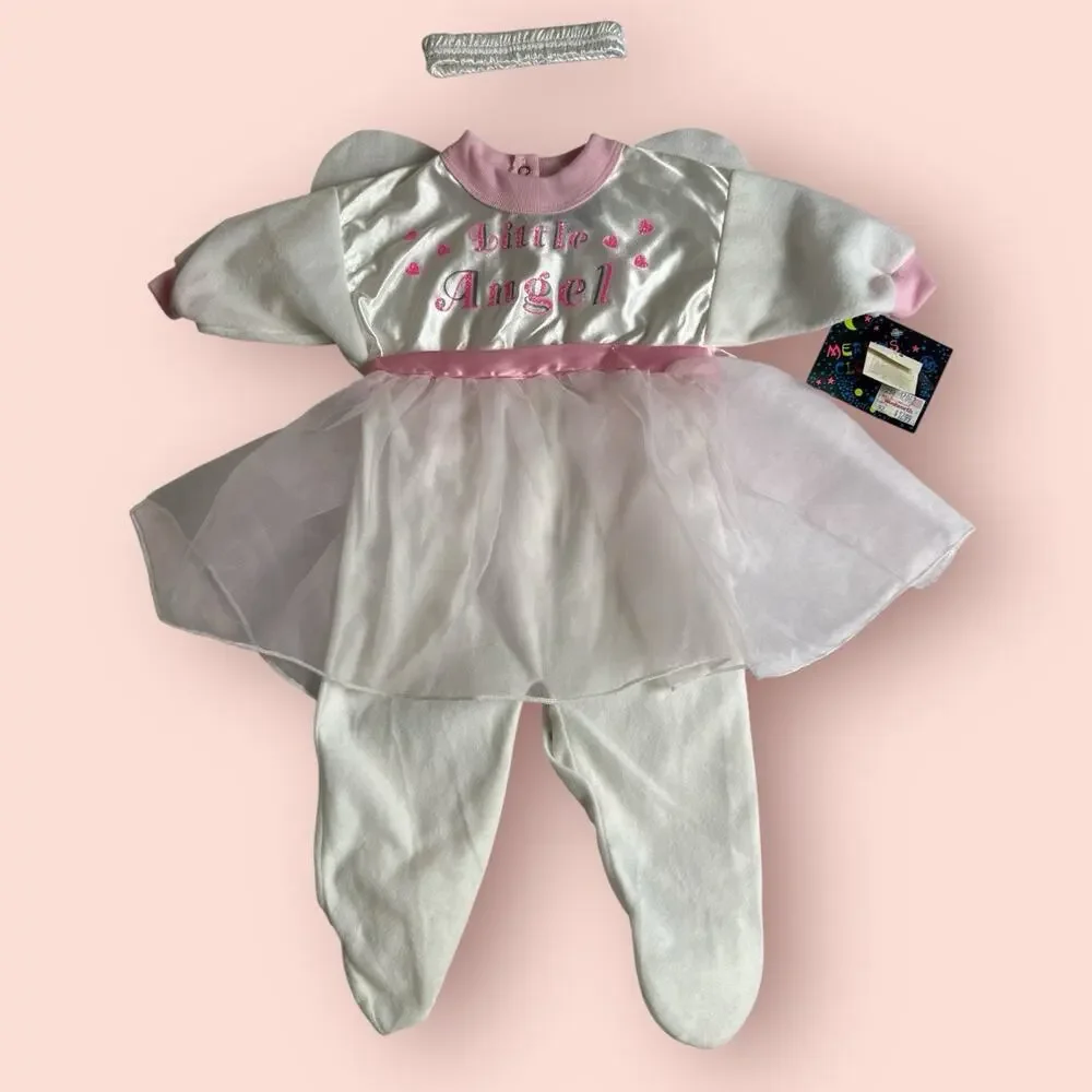 Vtg Angel Baby Girl 3-6 Months Pink White Tutu Wings Outfit Halloween Costume