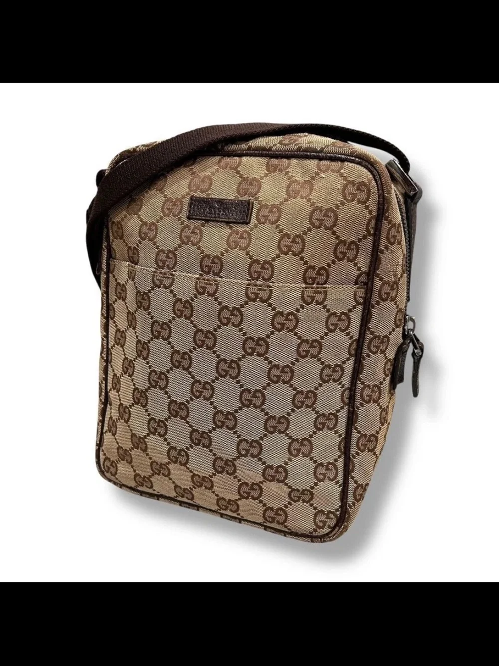 Gucci Beige & Brown GG Canvas Messenger Bag for Men