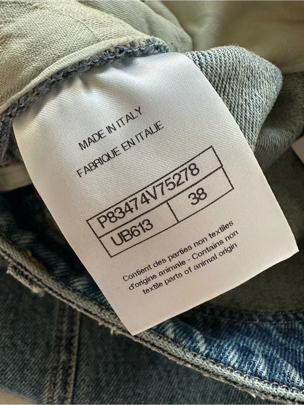 Chanel 26b Blazy Blue Denim large CC Logo Cargo Jeans Size 38