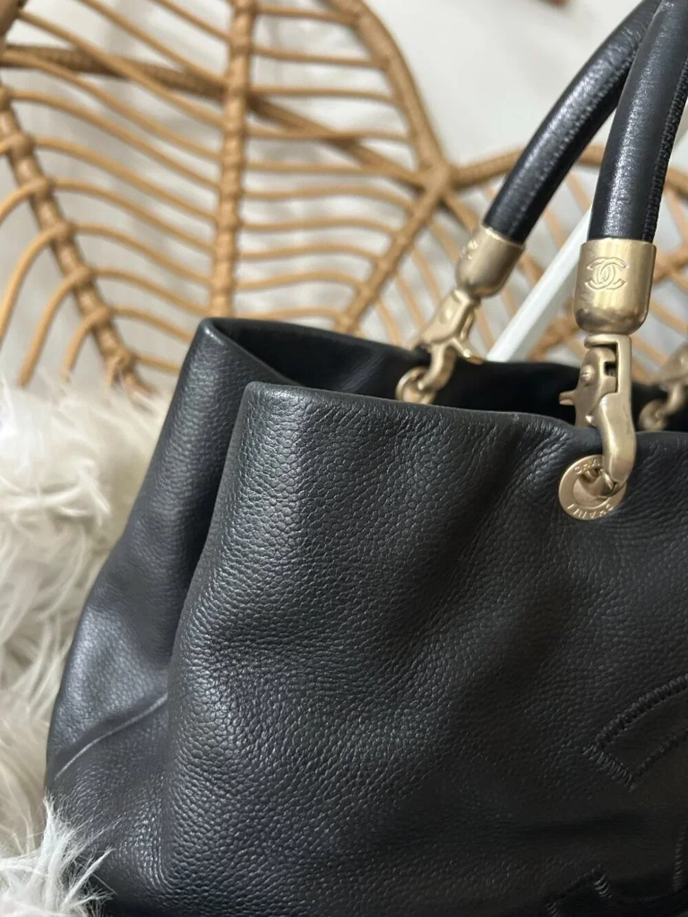 CHANEL Timeless Tote Shoulder in Black Caviar with dust bag