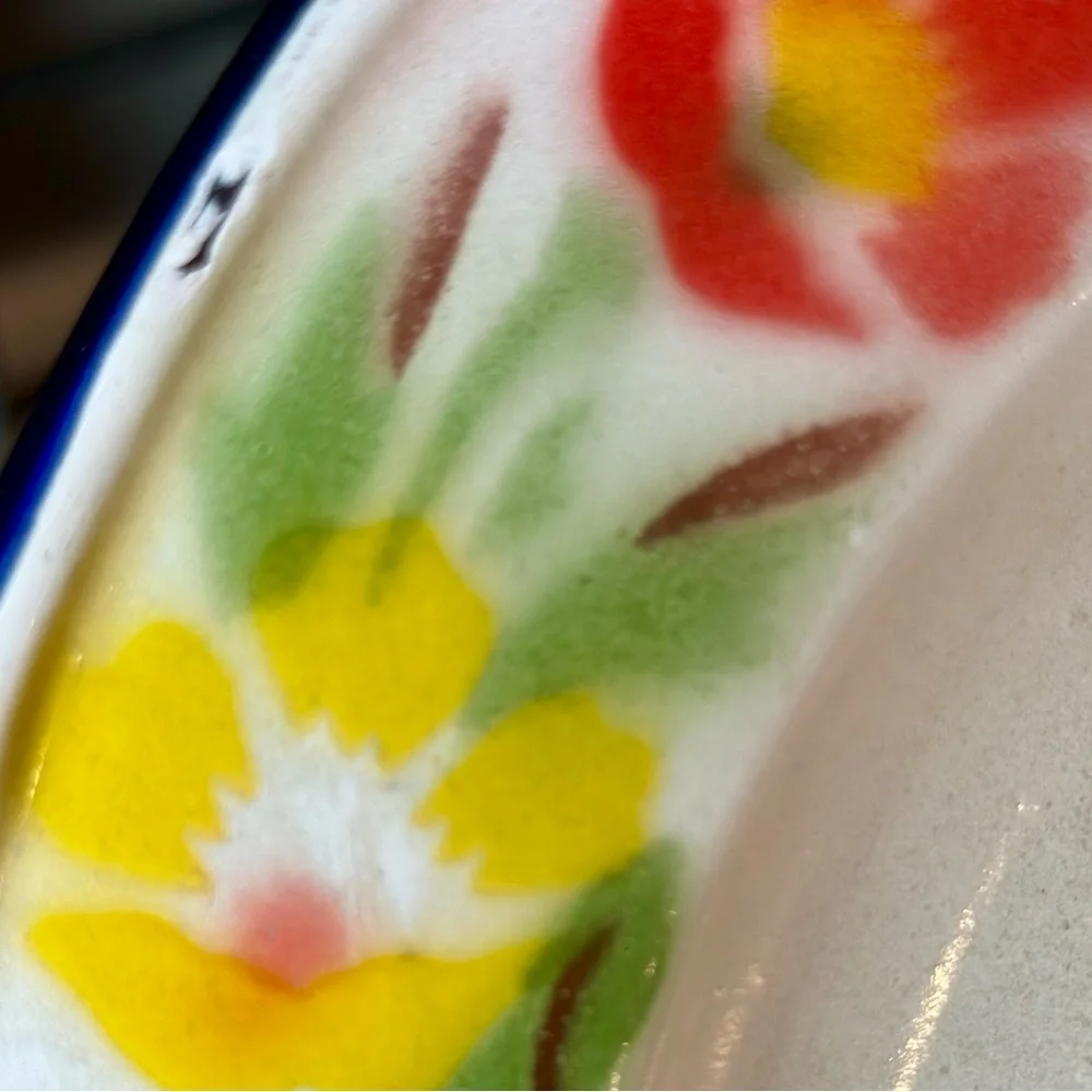 Retro Enameled Metal Colorful Turkey Design Platter for Summer or Holiday