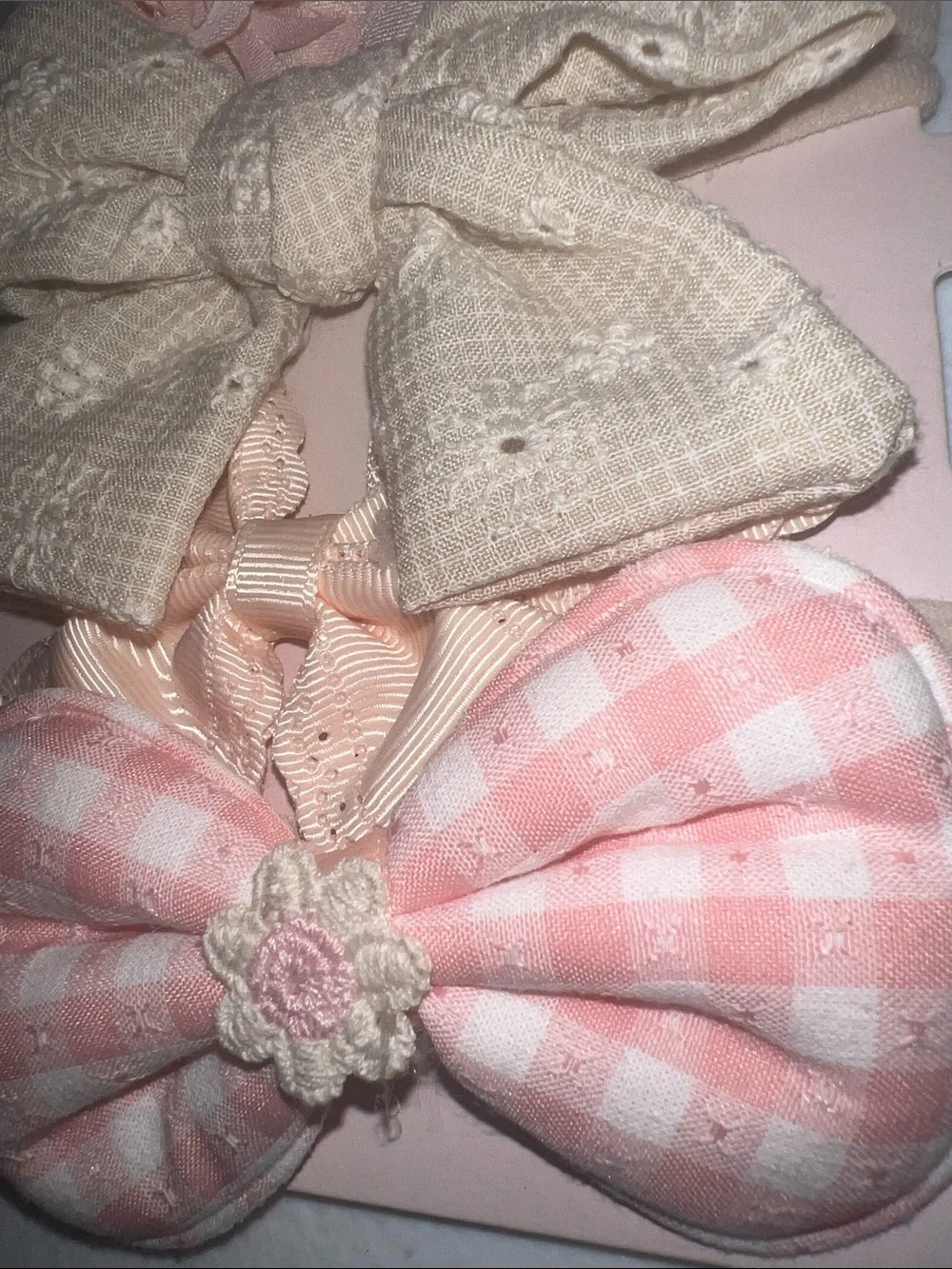 Pastel Girls' Bow & Flower Hair Tie Set - Pink, Cream, Green (6 pcs)