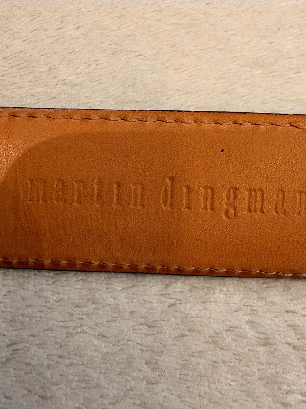 Martin Dingman Brown Lizard Skin Leather Belt Blackened Silver Buckle Sz 40