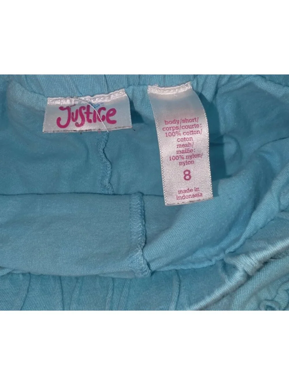 Girl's Justice Ruffled Lace Pull On Blue Skirt 100% Cotton Size 8 Shorts Under