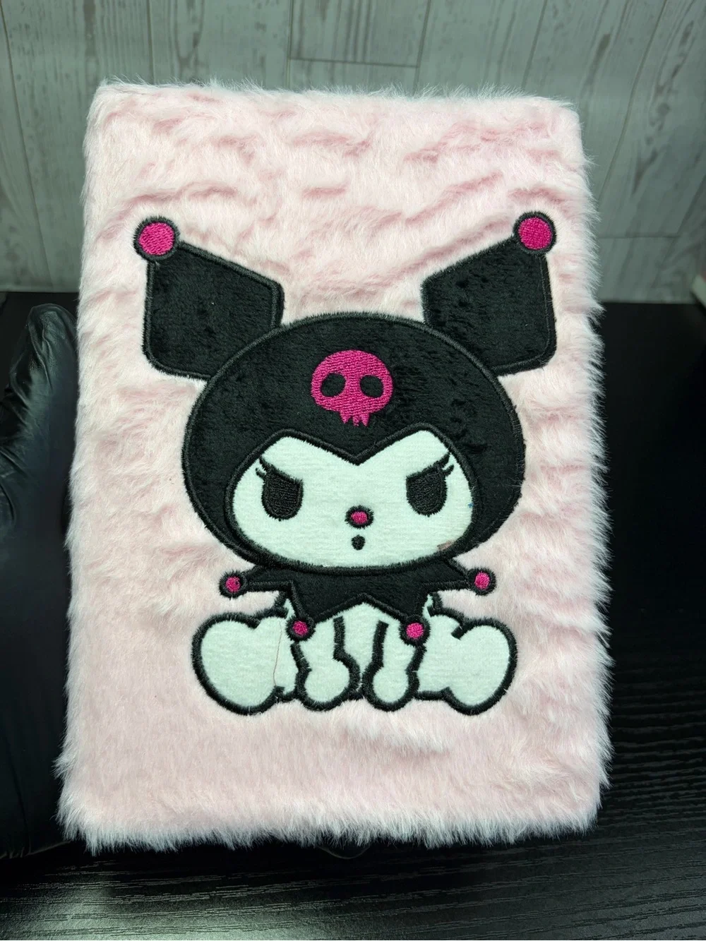 Cute Pink Kuromi Plush Faux Fur Journal/Notebook -