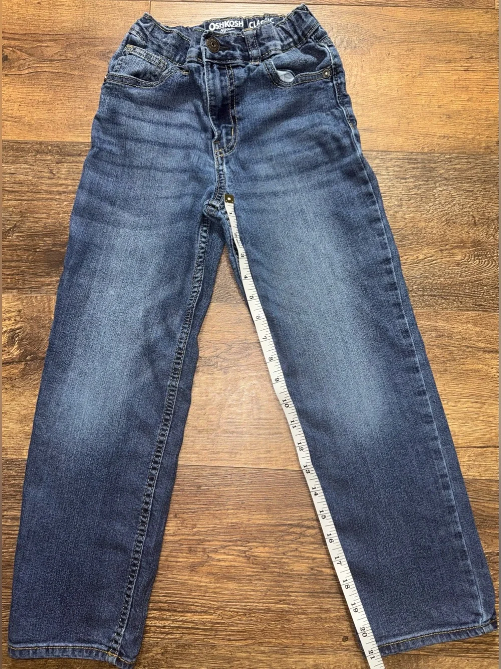 OshKosh B’gosh Boys Classic Leg Jeans Size 7R Adjustable Waist Dark Wash