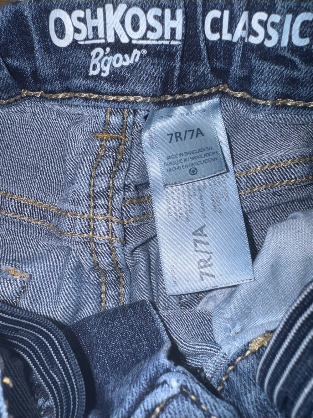 OshKosh B’gosh Boys Classic Leg Jeans Size 7R Adjustable Waist Dark Wash