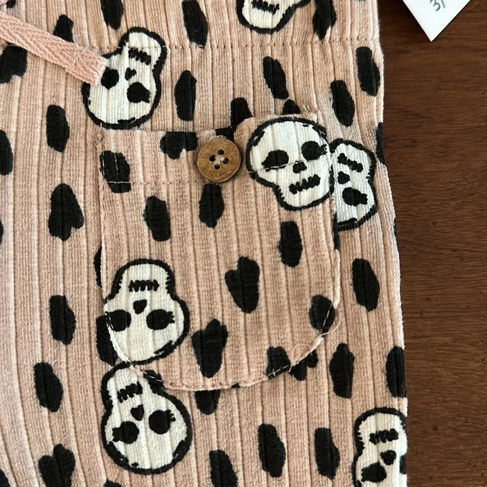 Jessica Simpson ruffle ribbed dusty rose Skull 2 piece set