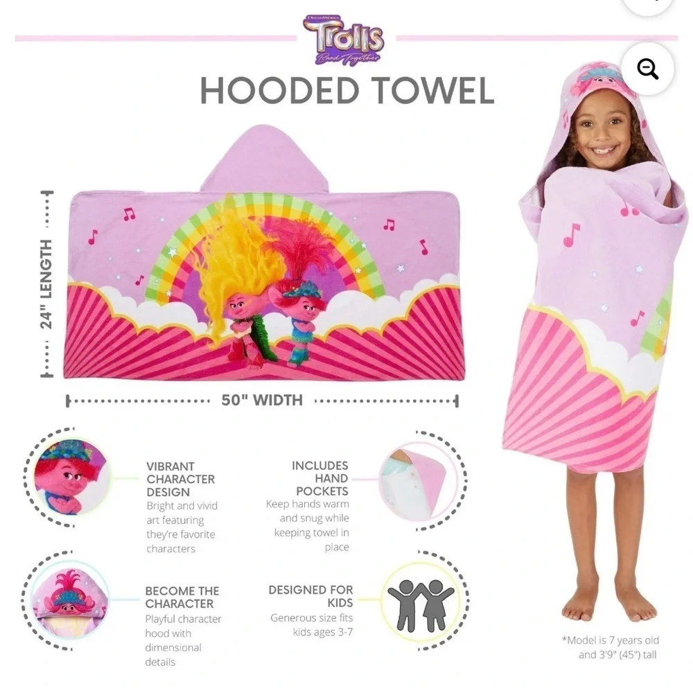 Trolls Poppy Kids Cotton Hooded Towel