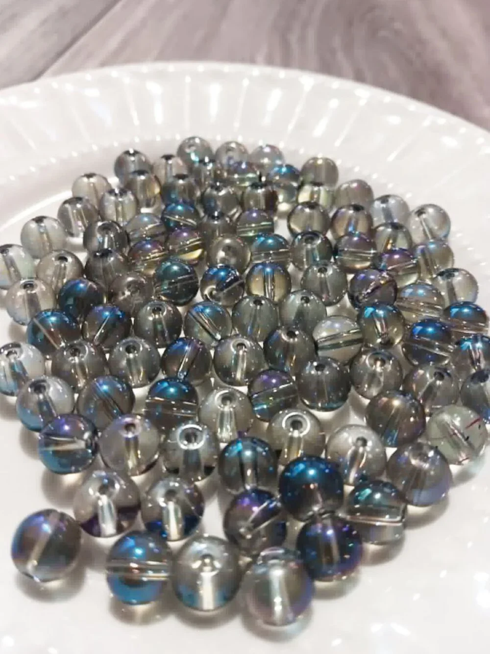 Bulk Lot of 8mm Morning Gray Galaxy Luster Glass Beads