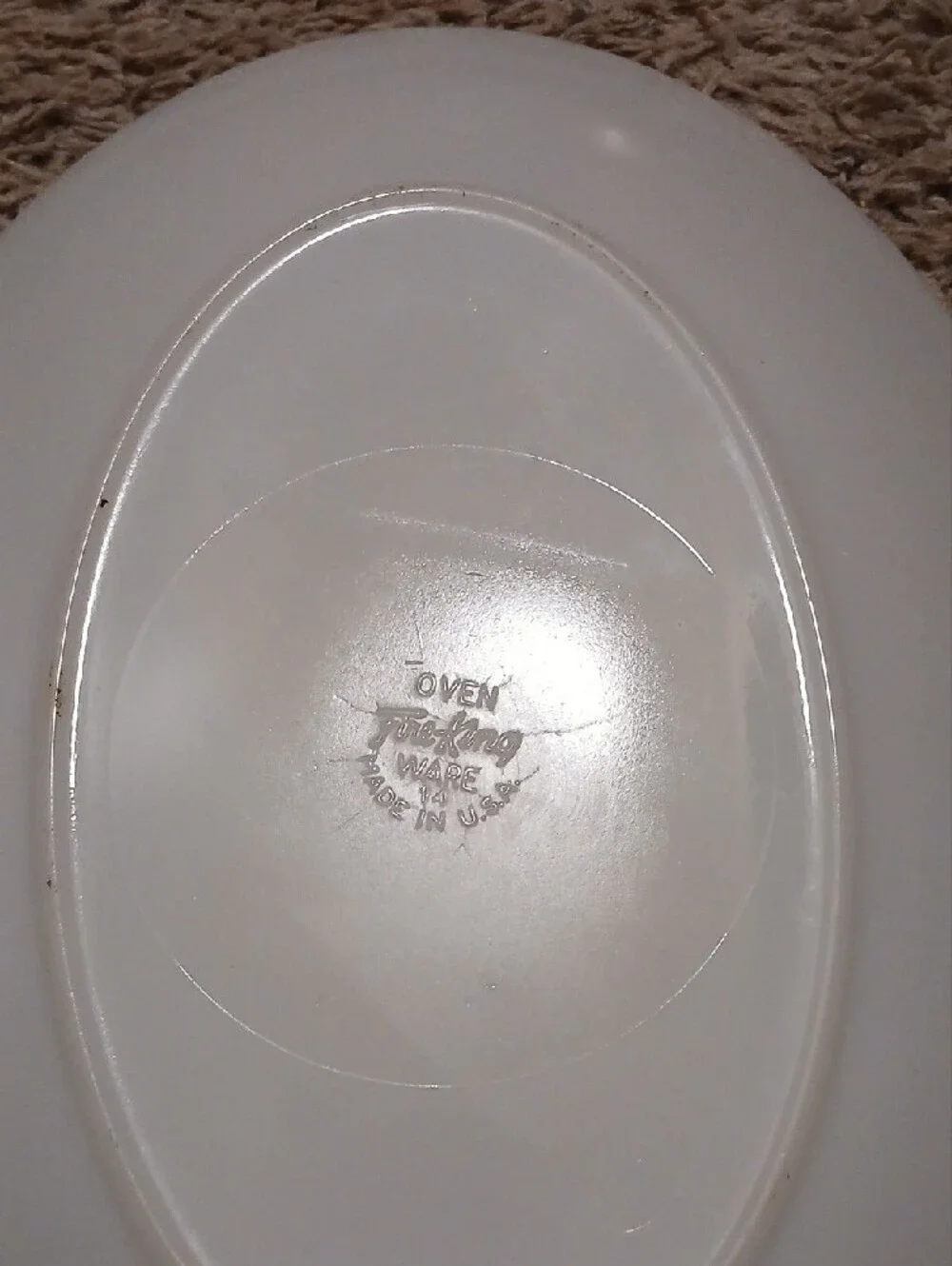 Fire King White Oval Platter with Pink Floral and Gold Trim