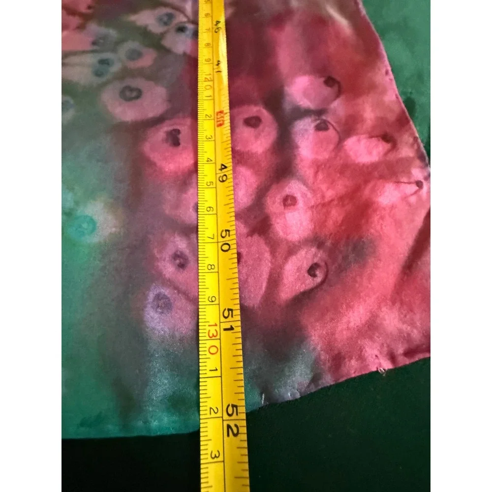 Leila Kazimi Fiber Artist Hand Painted 100% Silk Scarf Abstract 8x52