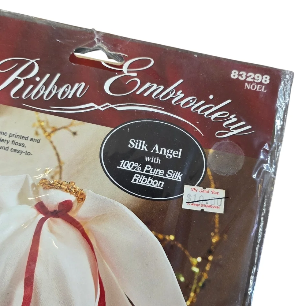 Vintage 1995 Bucilla Silk Ribbon Embroidery Kit Noel Angel Christmas Craft