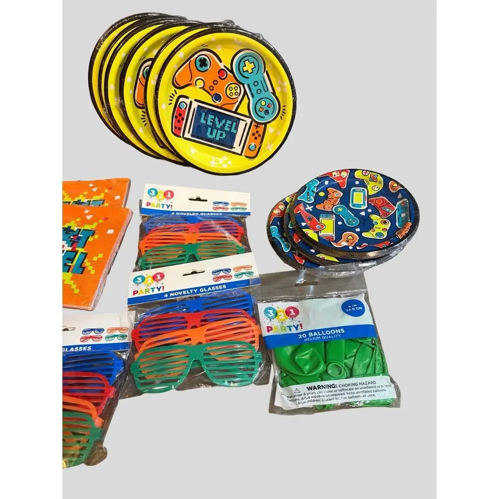 25 Pc Video Game Birthday Party Supplies Bundle Balloons Plates Napkins Favors