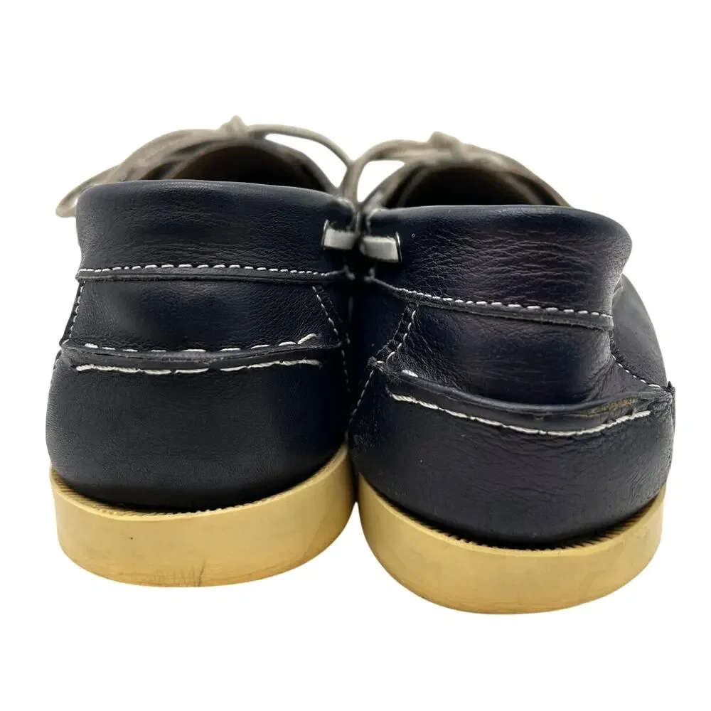 Soul of Africa Size 8 Navy Leather Boat Shoes Handmade Summer Nautical Coastal