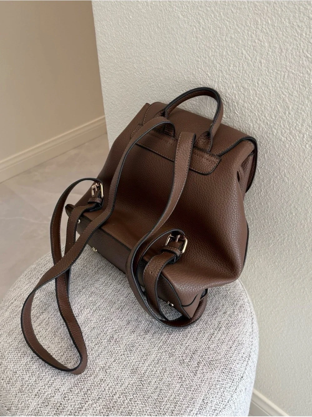 Brown Faux Leather Backpack