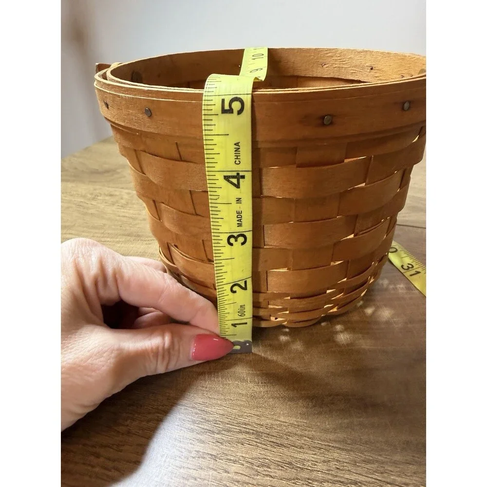 Vtg Longaberger Round Basket 1996 Swing Handle Handwoven Storage Classic Stain
