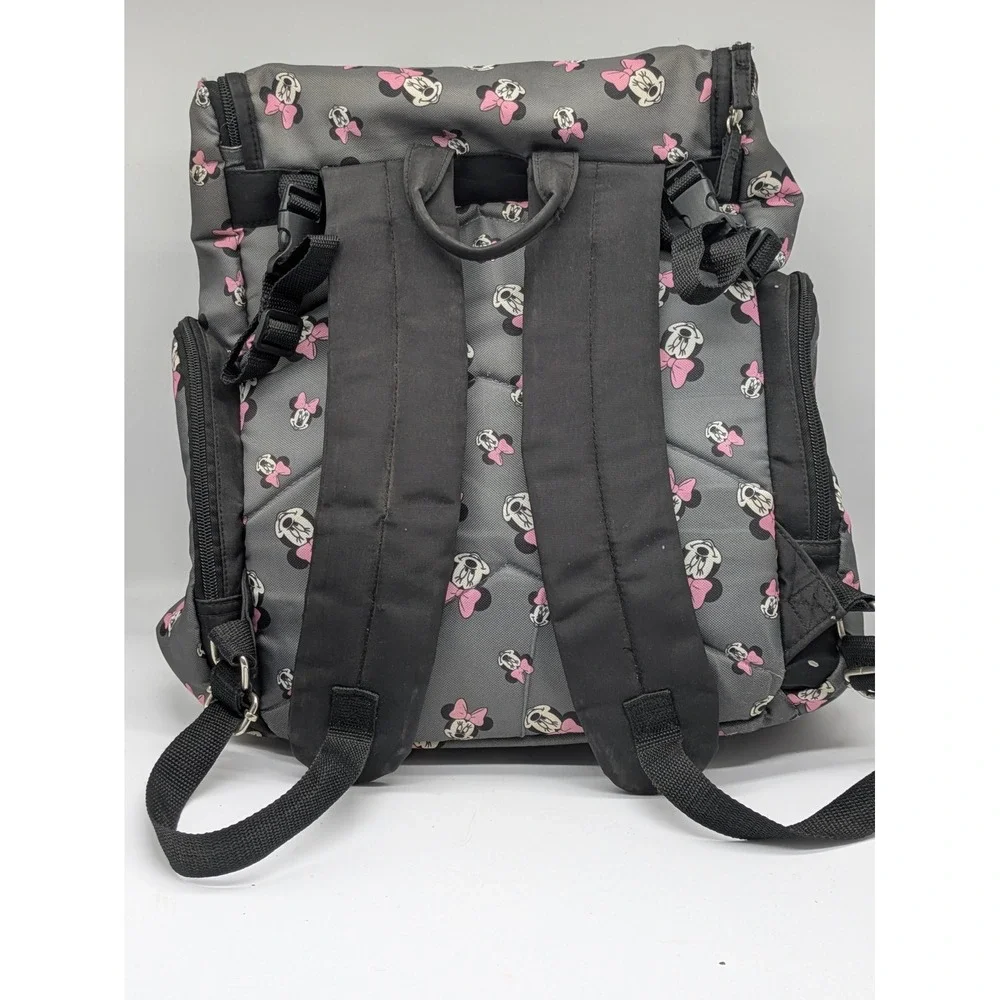 Disney Minnie Mouse Backpack Gray Pink Bow School Travel Book Bag 12x17 Kids