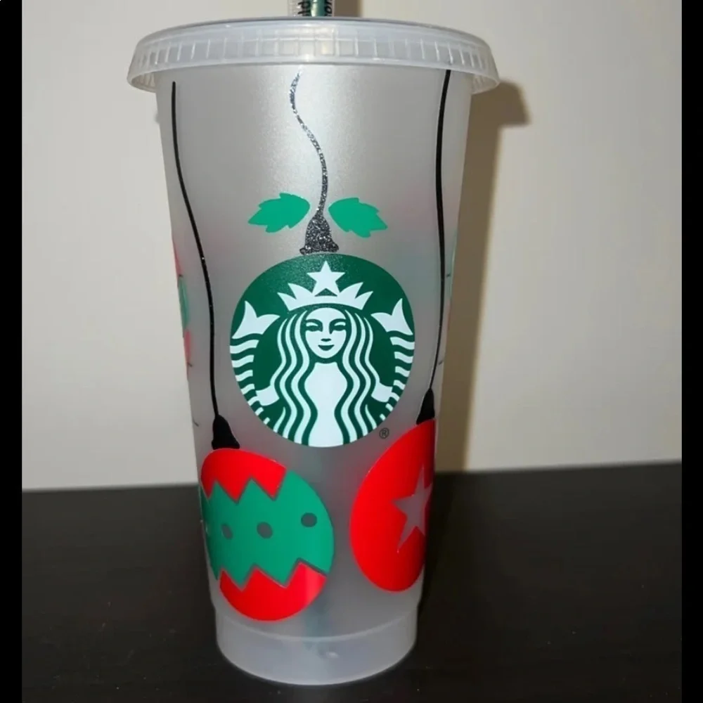 Custom Starbucks 24oz cold cup Christmas balls