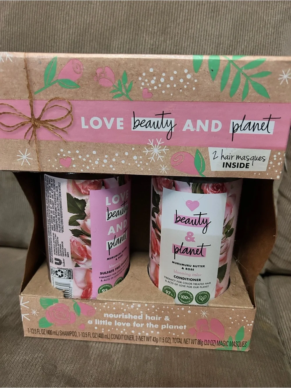 Murumuru Butter & Rose Shampoo & Conditioner Set by Love Beauty and Planet