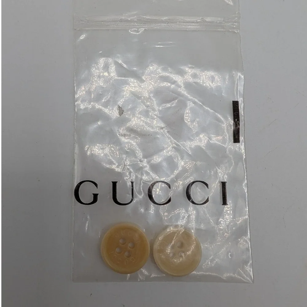 Gucci Buttons Cream Tan 16mm Logo 4-Hole Engraved 2pc Set Replacement Round