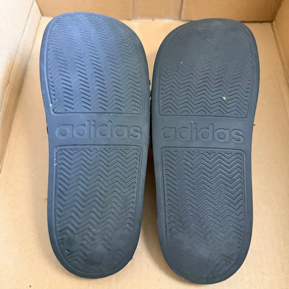 Adidas Unisex Kids Youth Athletic Slides Sandals Shoes Black White Size 5