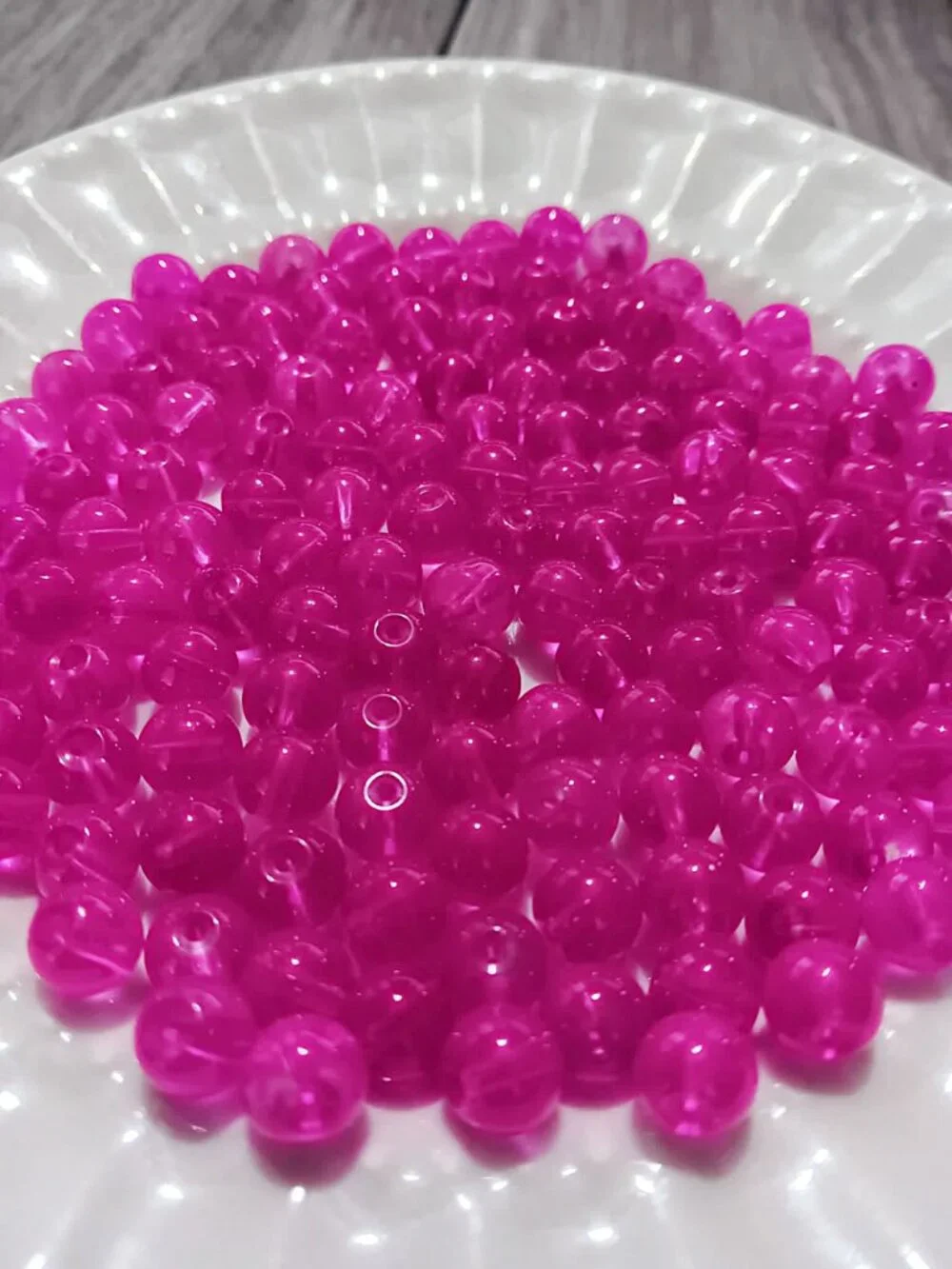 Bulk Lot of 8mm Magenta Jade Style Glass Beads