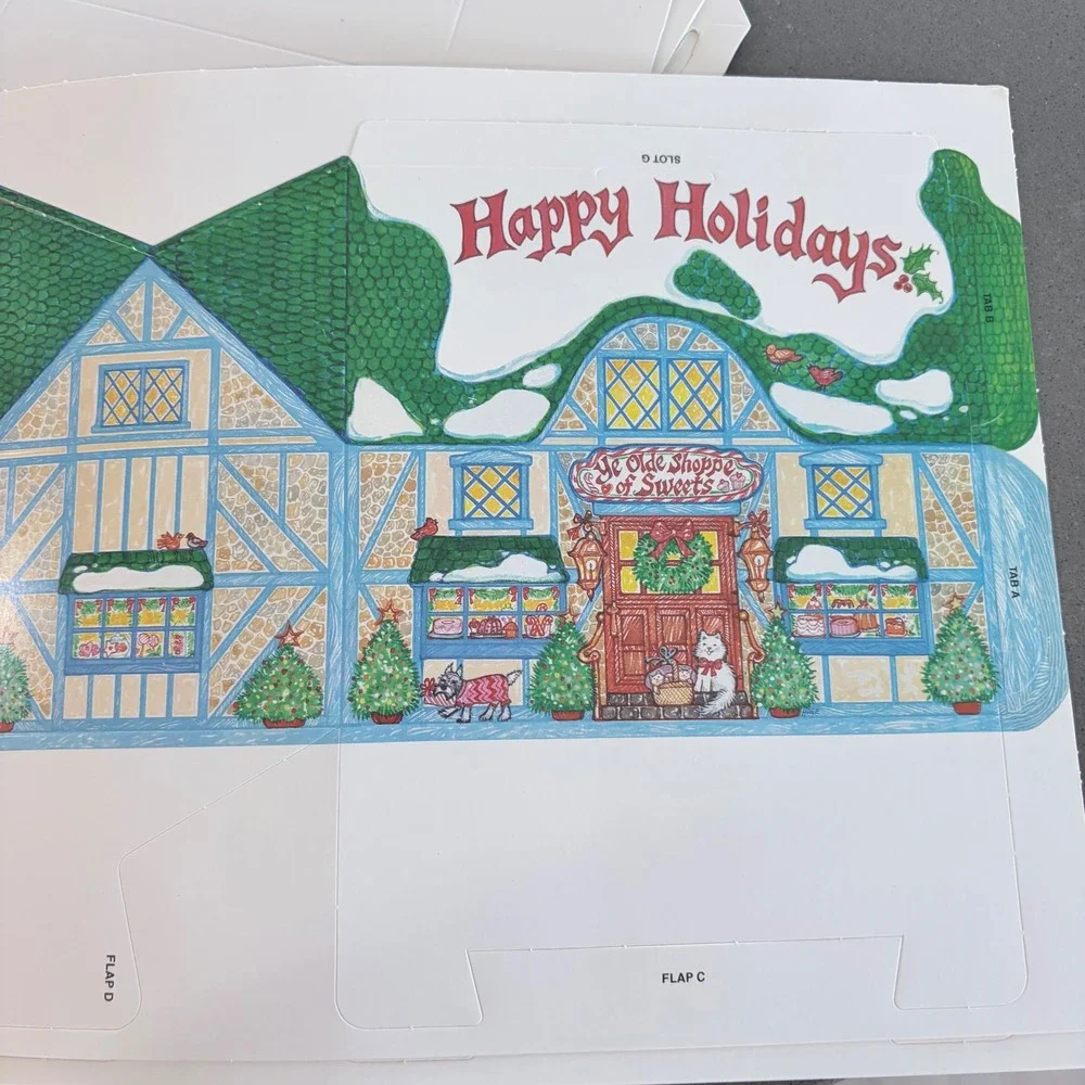 Vintage 1987 Current Inc Christmas Cottage Baked‎ Goods Gift Boxes Recipe Cards