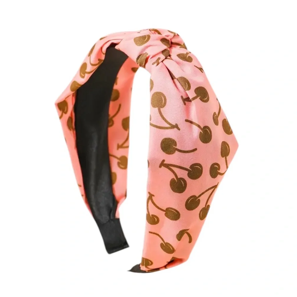 Pink Brown Cherry Knotted Headband