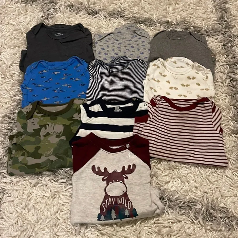 Bundle of ten Long Sleeve Onesies 6-12 months