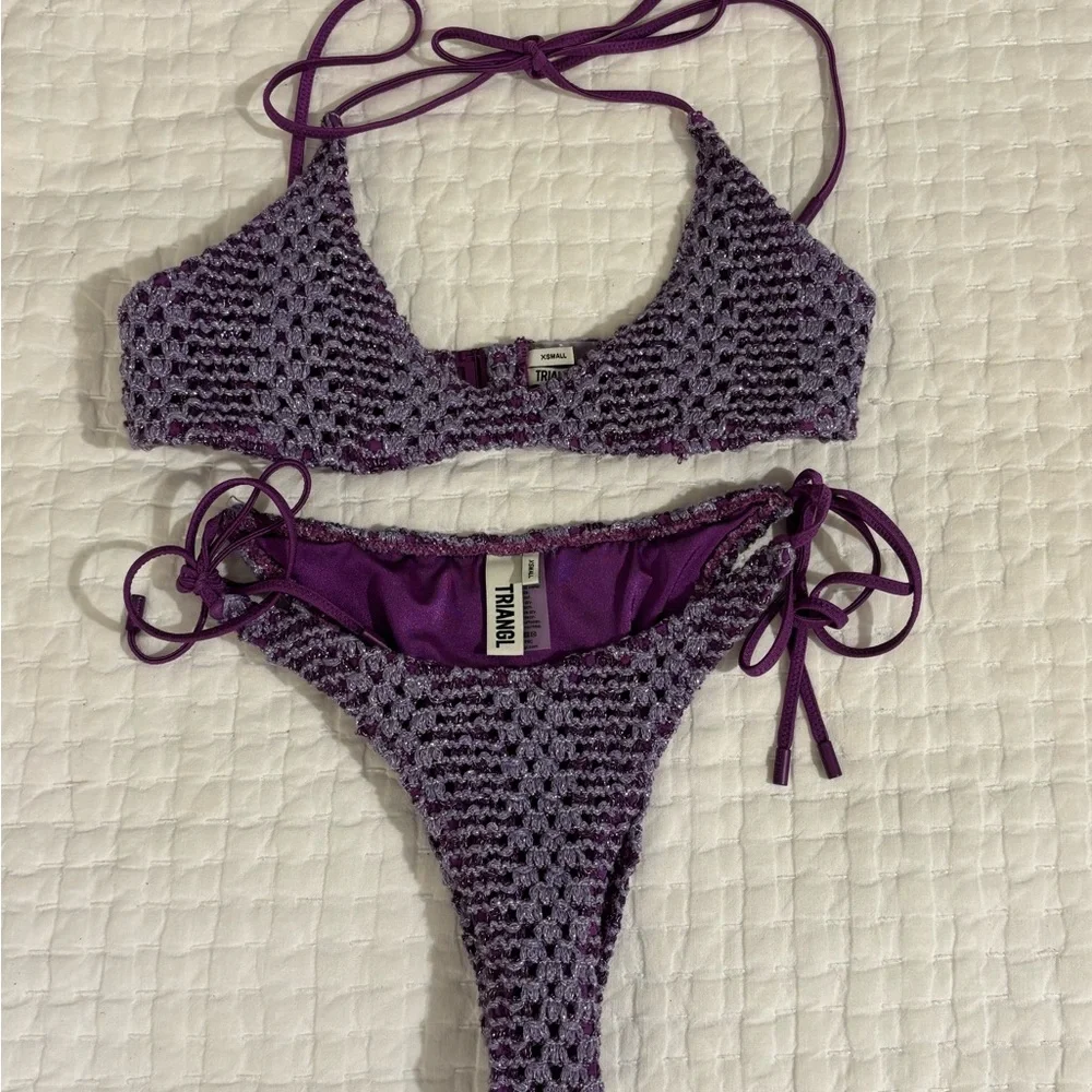 triangl swimwear Purple Crochet Two-Piece Bikini