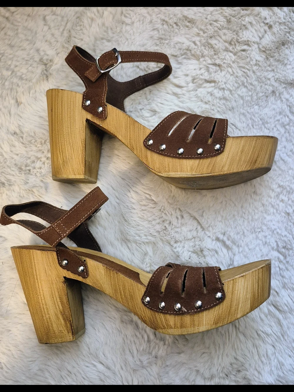 Charles David Dakota Suede Platform Sandals with Wood Heel