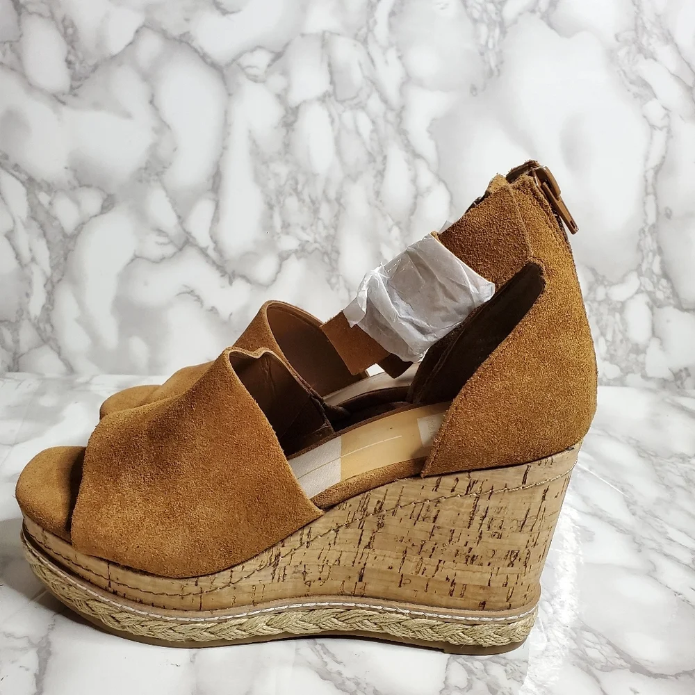 Dolce Vita Brown Suede Wedge Sandals Otto 7.5